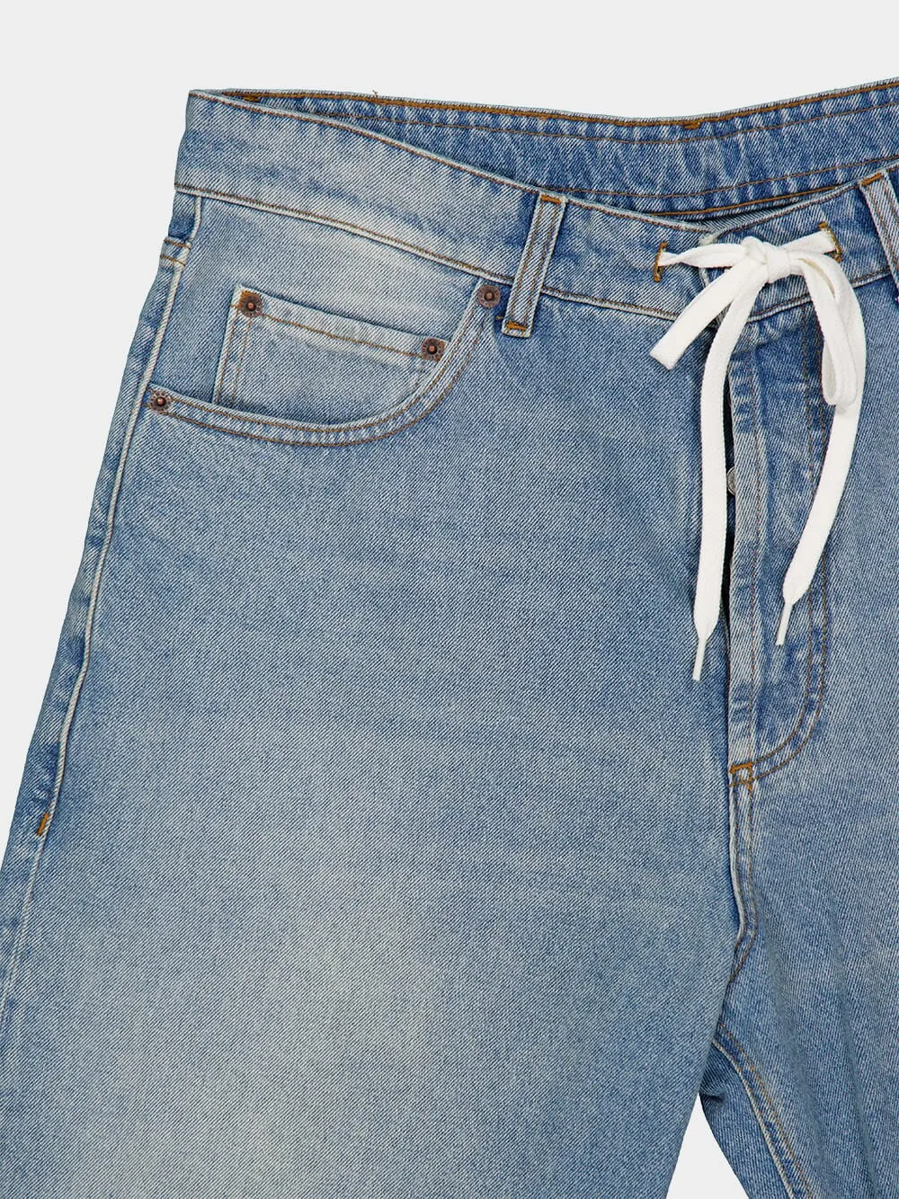 Washed Blue Wide-Leg Denim Shorts sold by Fashion Clinic product image thumbnail 3