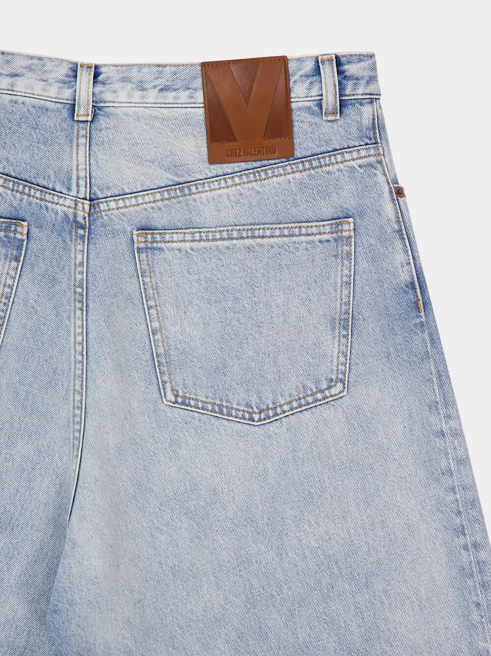 Blue Denim Logo Patch Straight Leg Jeans sold by Fashion Clinic product image thumbnail 4