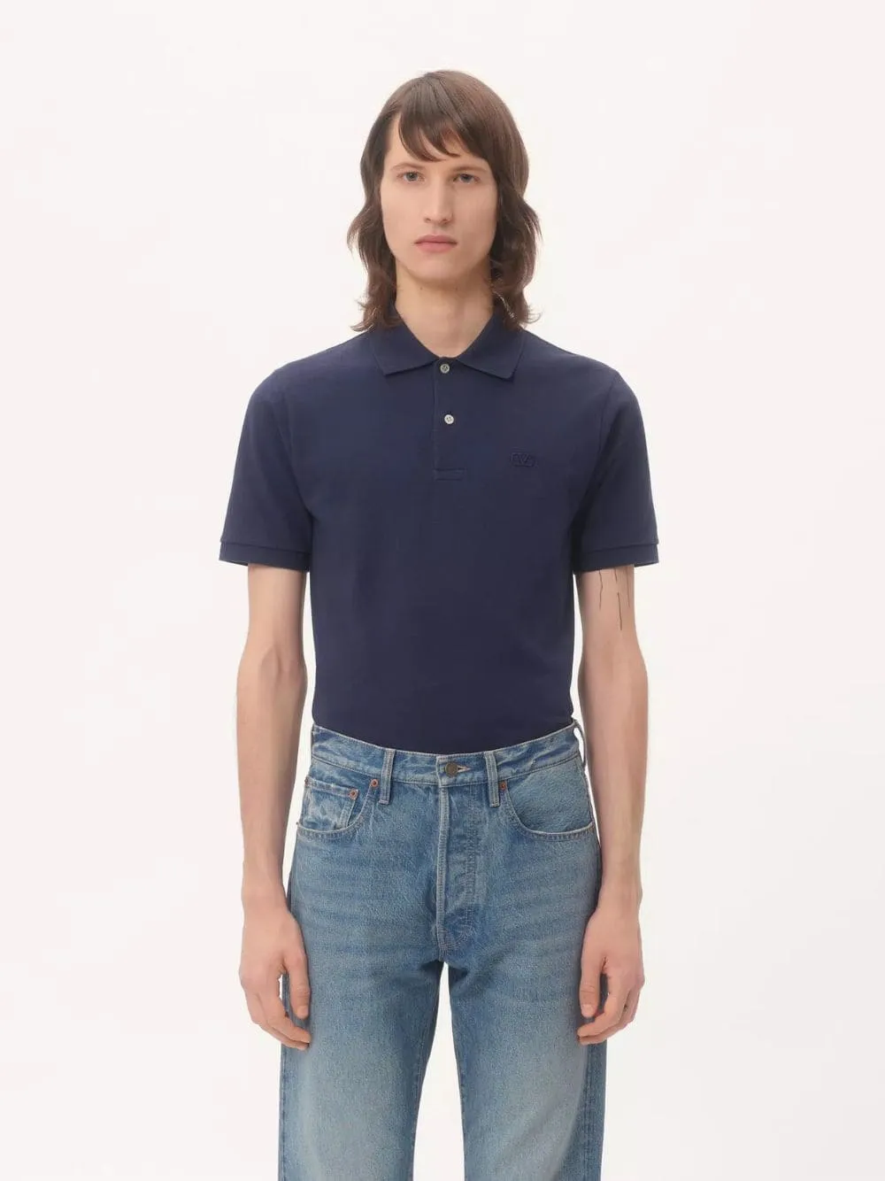 Indigo Cotton Piqué Polo Shirt sold by Fashion Clinic product image thumbnail 2