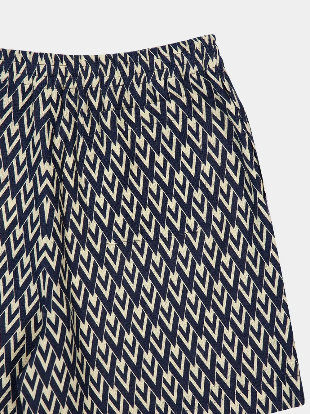 Navy and Cream Linen Bermuda Shorts sold by Fashion Clinic product image thumbnail 4