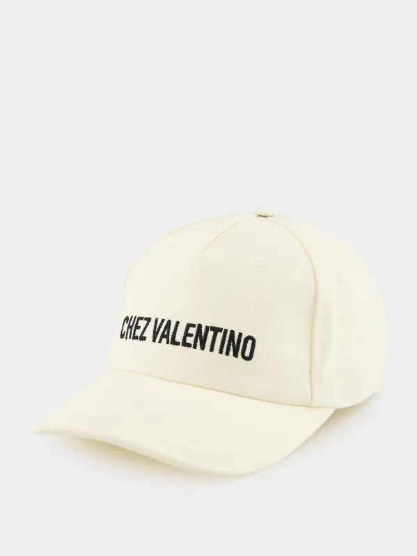 Ivory Embroidered Cotton Baseball Cap sold by Fashion Clinic