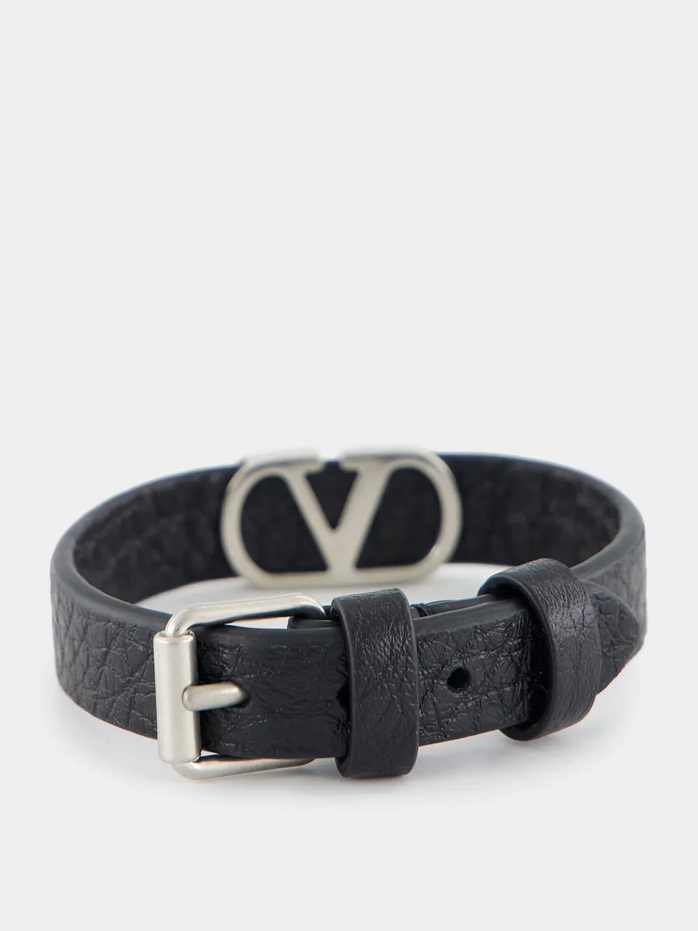 Black VLogo Leather Bracelet sold by Fashion Clinic product image thumbnail 2
