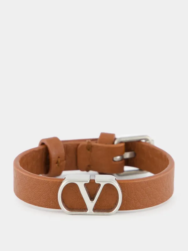 Deep Caramel VLogo Leather Bracelet sold by Fashion Clinic