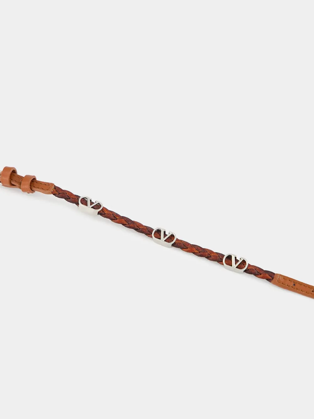 Dark Brandy Braided VLogo Bracelet sold by Fashion Clinic product image thumbnail 3