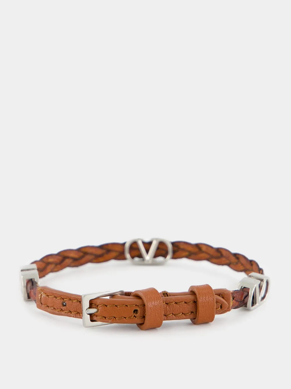 Dark Brandy Braided VLogo Bracelet sold by Fashion Clinic product image thumbnail 2