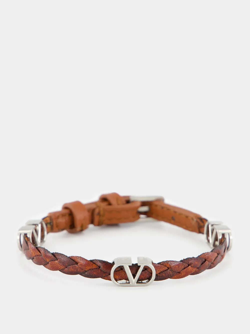 Dark Brandy Braided VLogo Bracelet sold by Fashion Clinic