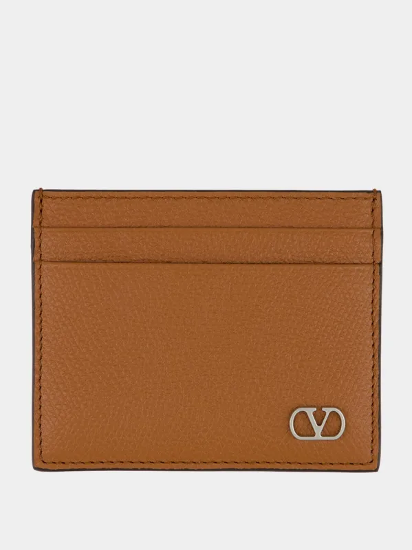 Saddle Brown VLogo Signature CardHolder sold by Fashion Clinic
