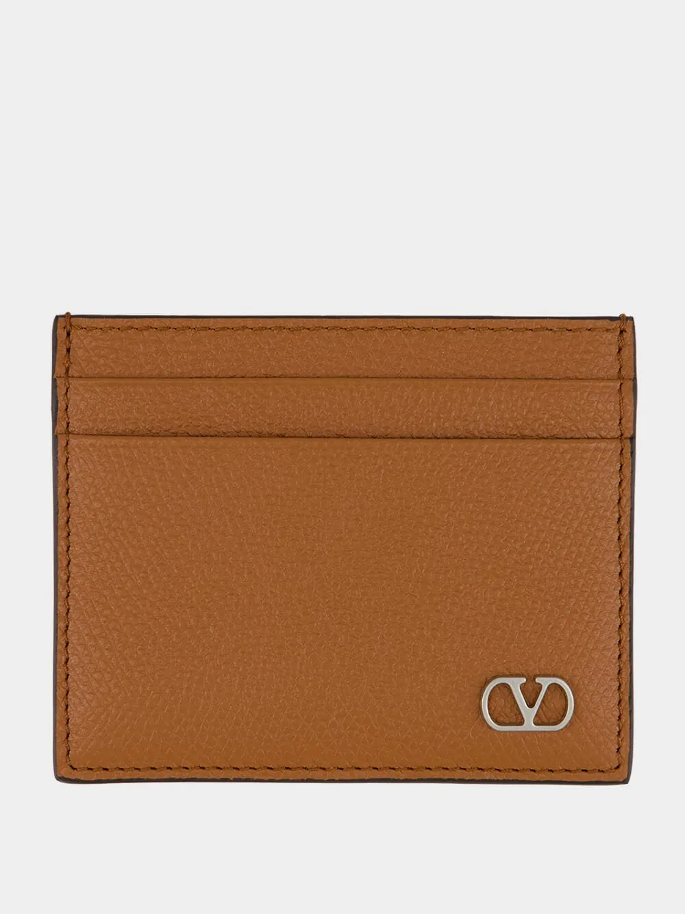 Saddle Brown VLogo Signature CardHolder sold by Fashion Clinic