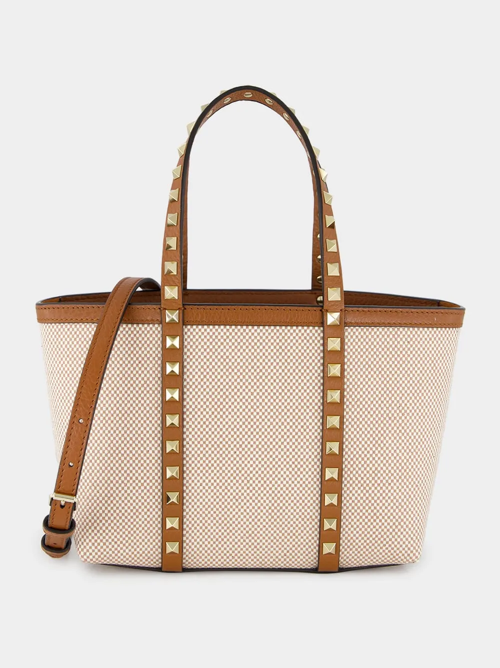 Natural Rockstud Canvas Tote Bag sold by Fashion Clinic
