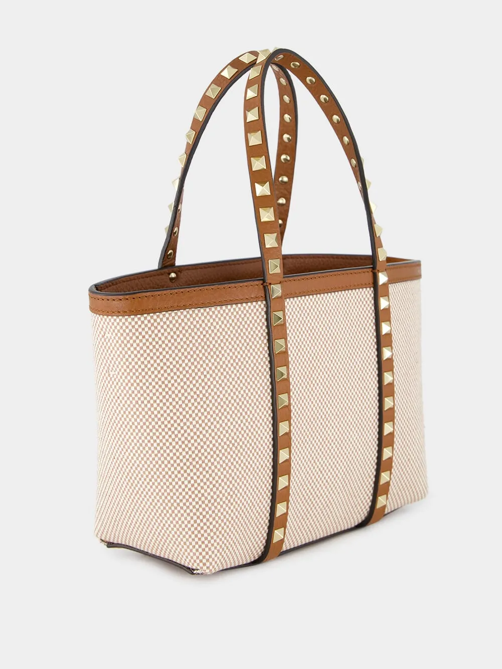 Natural Rockstud Canvas Tote Bag sold by Fashion Clinic product image thumbnail 3