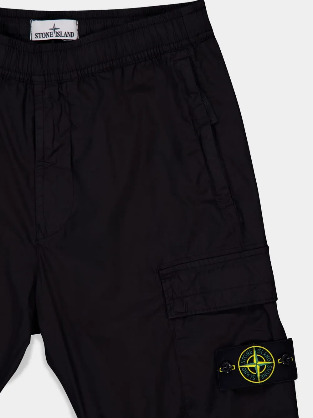 Black Stretch Cotton Cargo Trousers sold by Fashion Clinic product image thumbnail 5