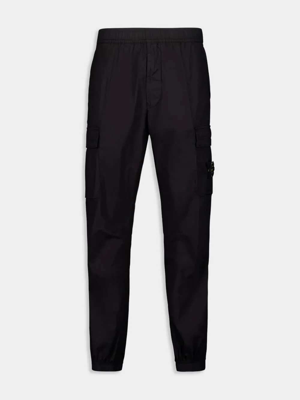 Black Stretch Cotton Cargo Trousers sold by Fashion Clinic