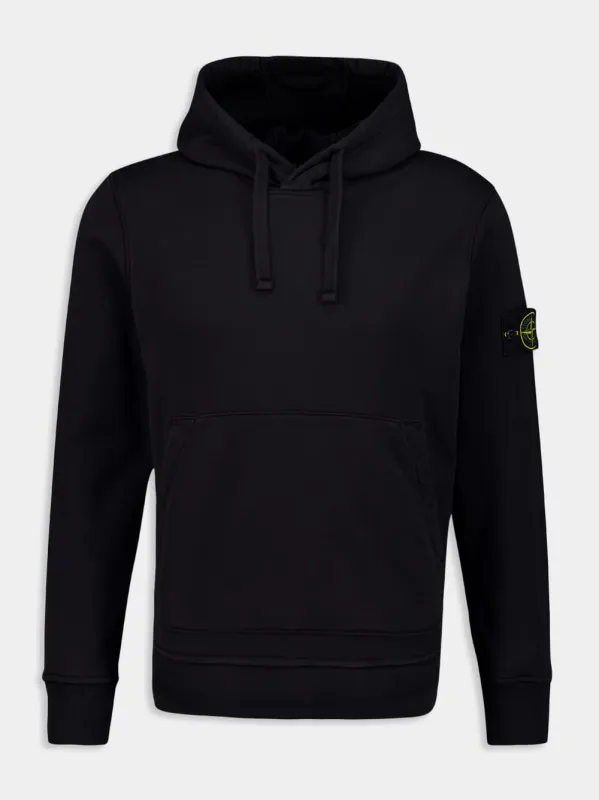 Black Cotton Fleece Hooded Sweatshirt sold by Fashion Clinic