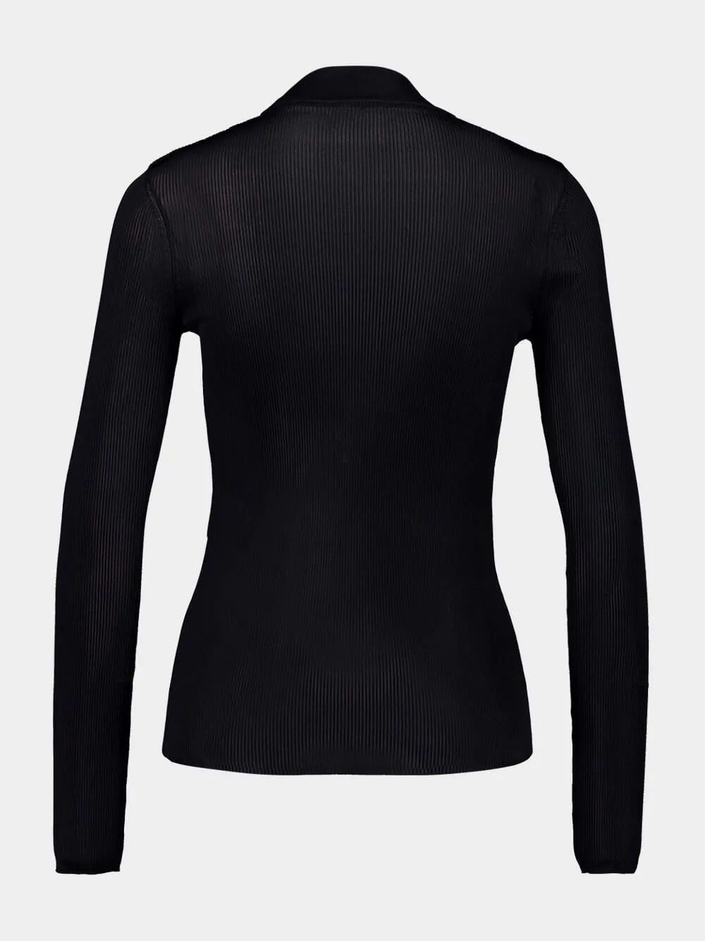 Black Ribbed Sweater Cassandre in Silk sold by Fashion Clinic product image thumbnail 2