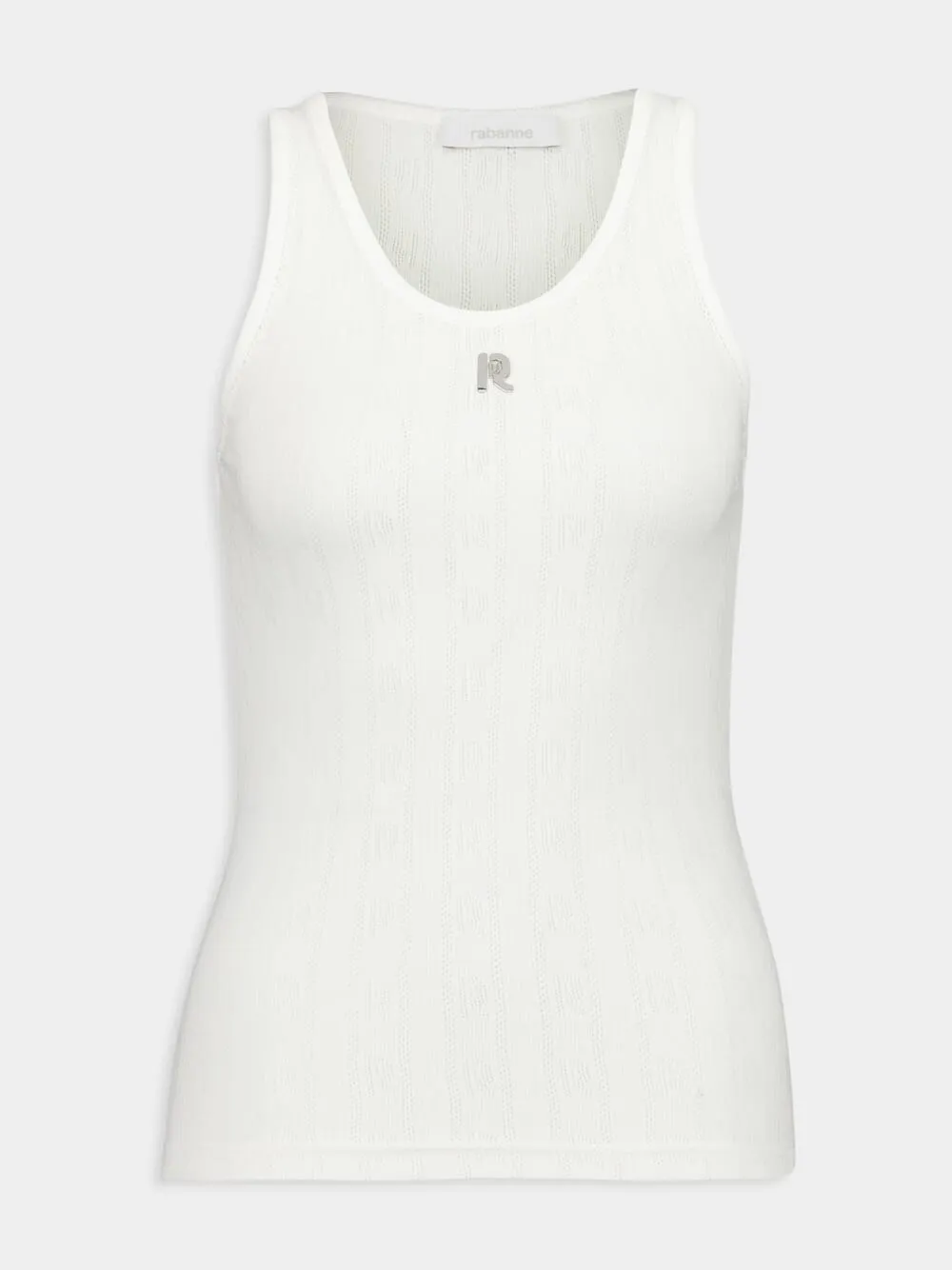 White Round-Neck Tank Top with Logo sold by Fashion Clinic