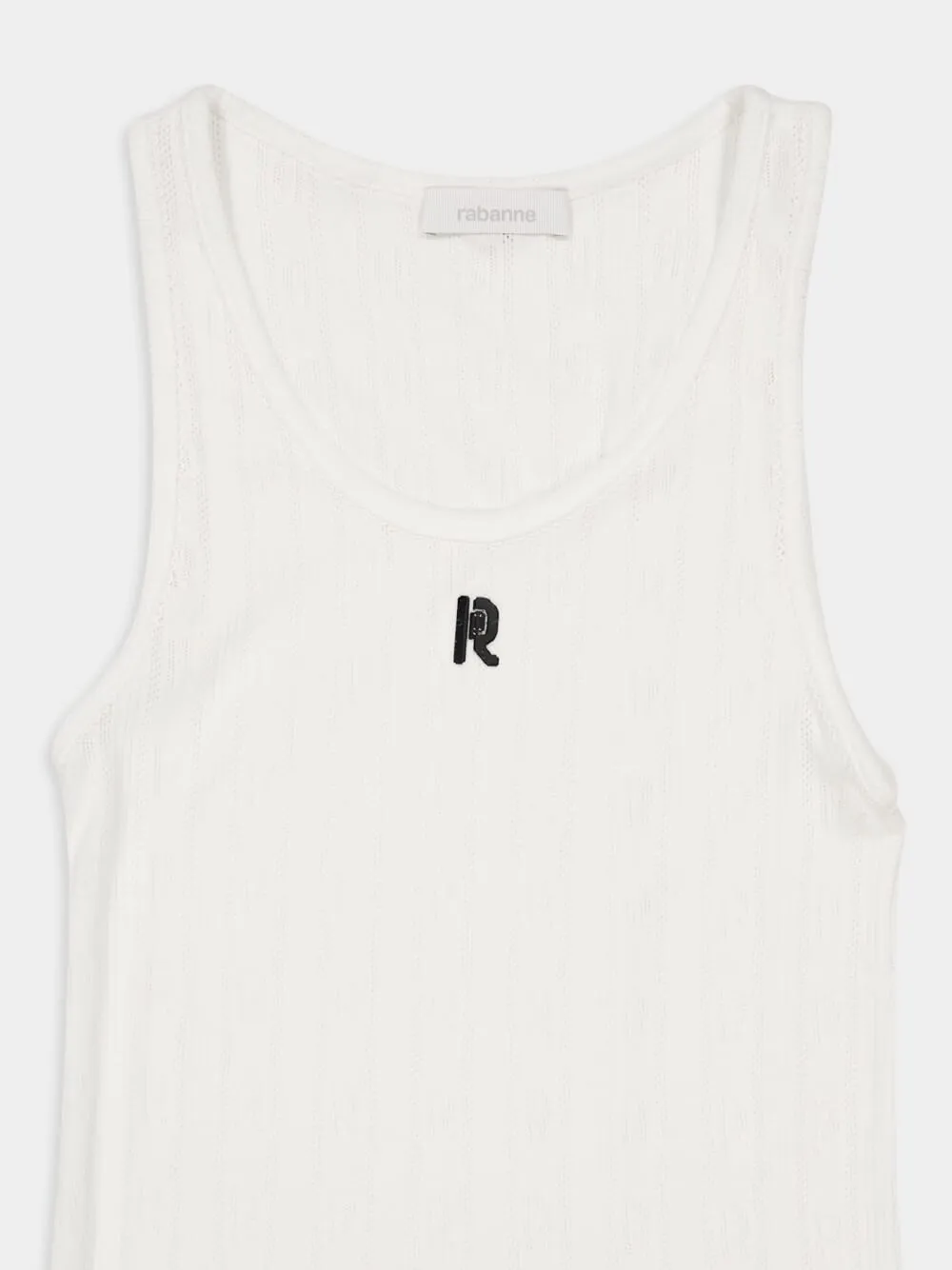 White Round-Neck Tank Top with Logo sold by Fashion Clinic product image thumbnail 3