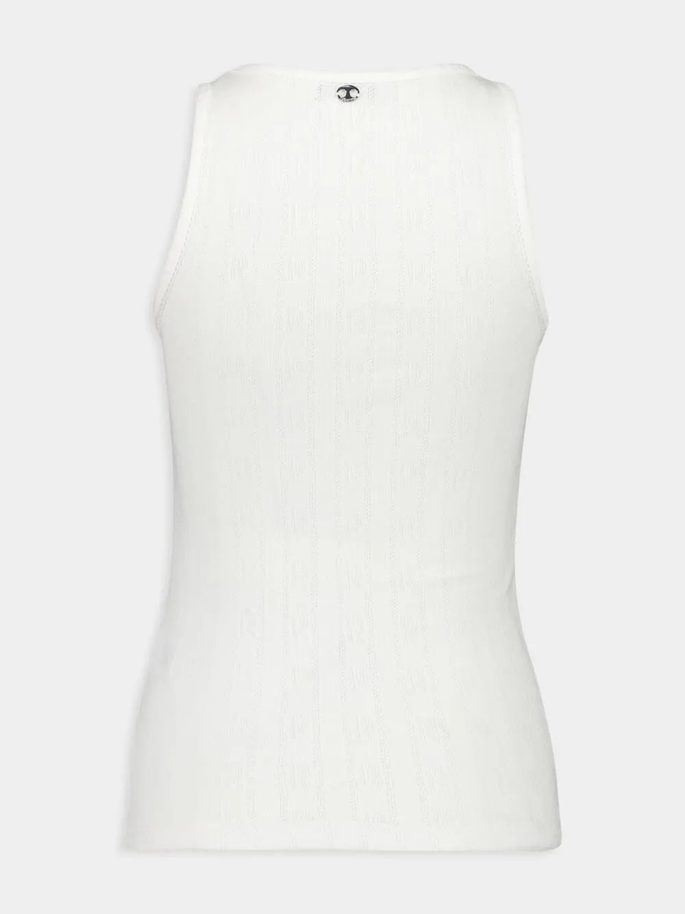 White Round-Neck Tank Top with Logo sold by Fashion Clinic product image thumbnail 2