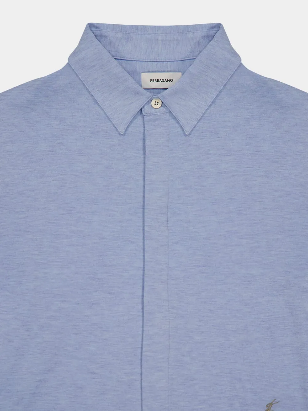 Light Blue Stretch Jersey Shirt sold by Fashion Clinic product image thumbnail 3