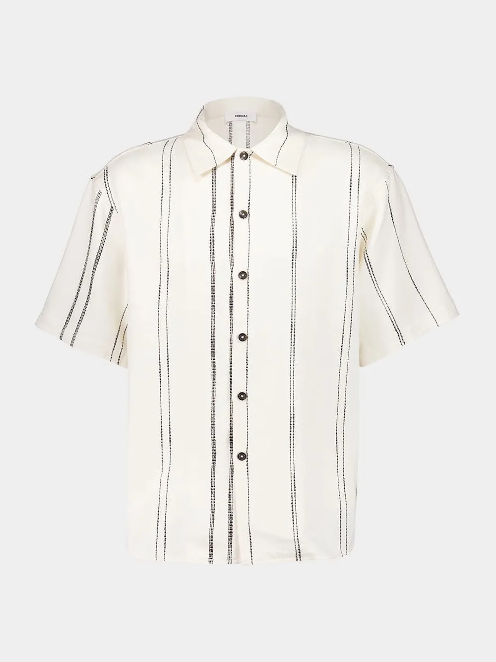 Cream Woven Stripe Boxy Shirt sold by Fashion Clinic