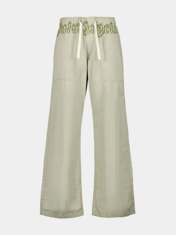Beige Logo Waist Drawstring Trousers sold by Fashion Clinic