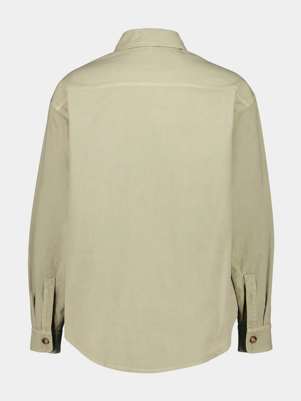 Beige Button-Up Shirt Jacket with Neck Logo sold by Fashion Clinic product image thumbnail 2