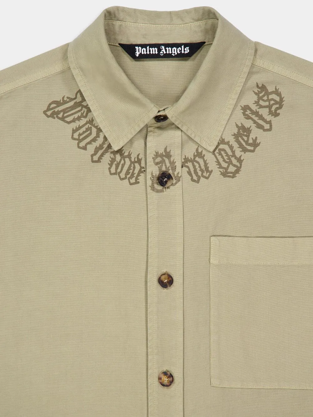 Beige Button-Up Shirt Jacket with Neck Logo sold by Fashion Clinic product image thumbnail 3
