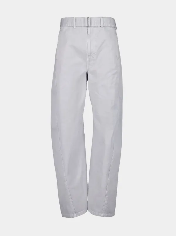 Snowy Blue Grey Twisted Belted Pants sold by Fashion Clinic