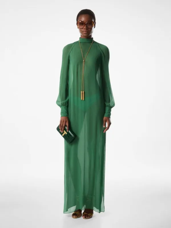 Green Silk Crepon Maxi Dress sold by Fashion Clinic