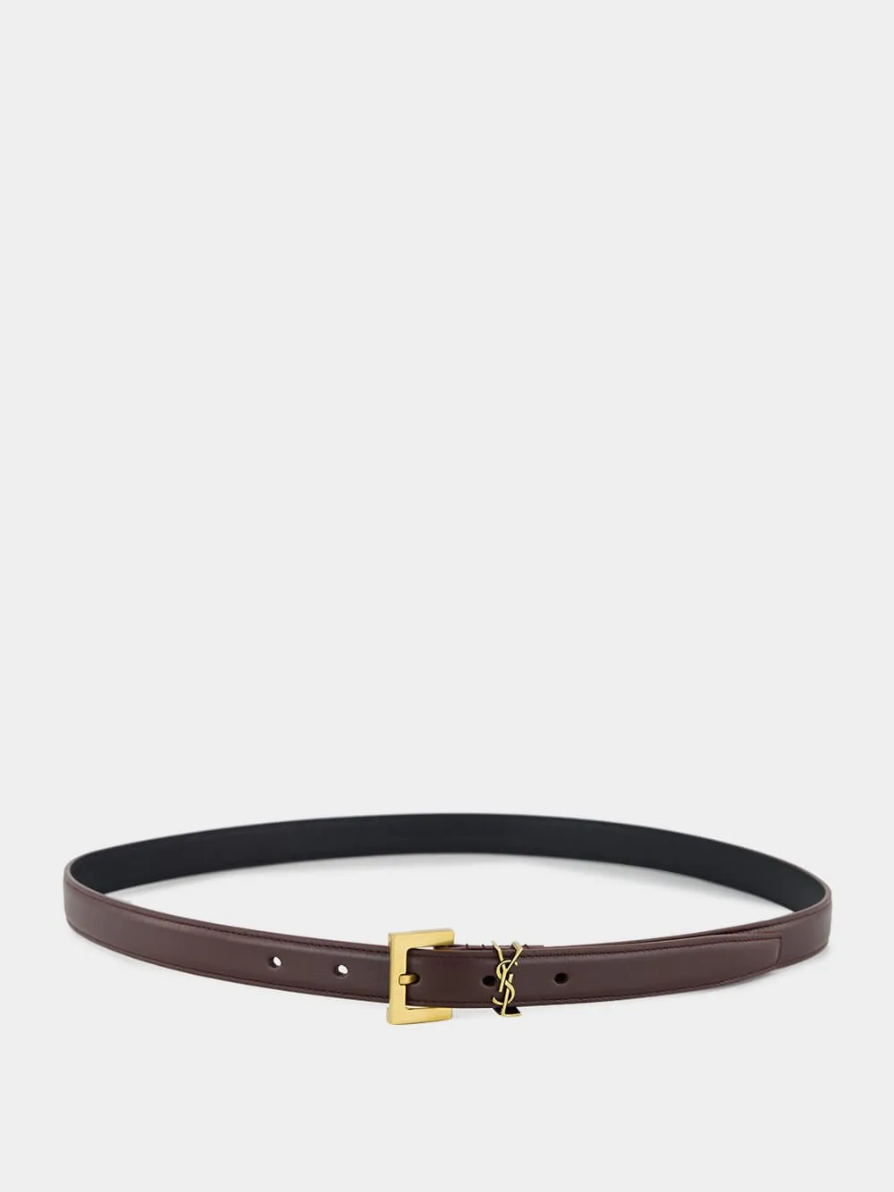 Cassandre Thin Leather Belt in Red-Tan sold by Fashion Clinic