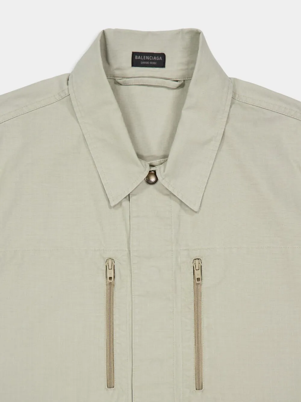 Beige Military Cotton Ripstop Shirt Jacket sold by Fashion Clinic product image thumbnail 3
