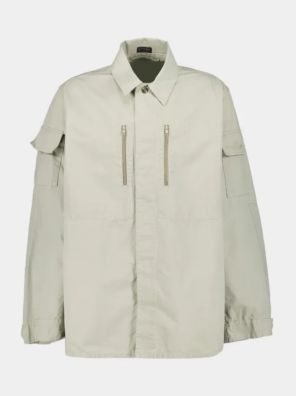 Beige Military Cotton Ripstop Shirt Jacket sold by Fashion Clinic