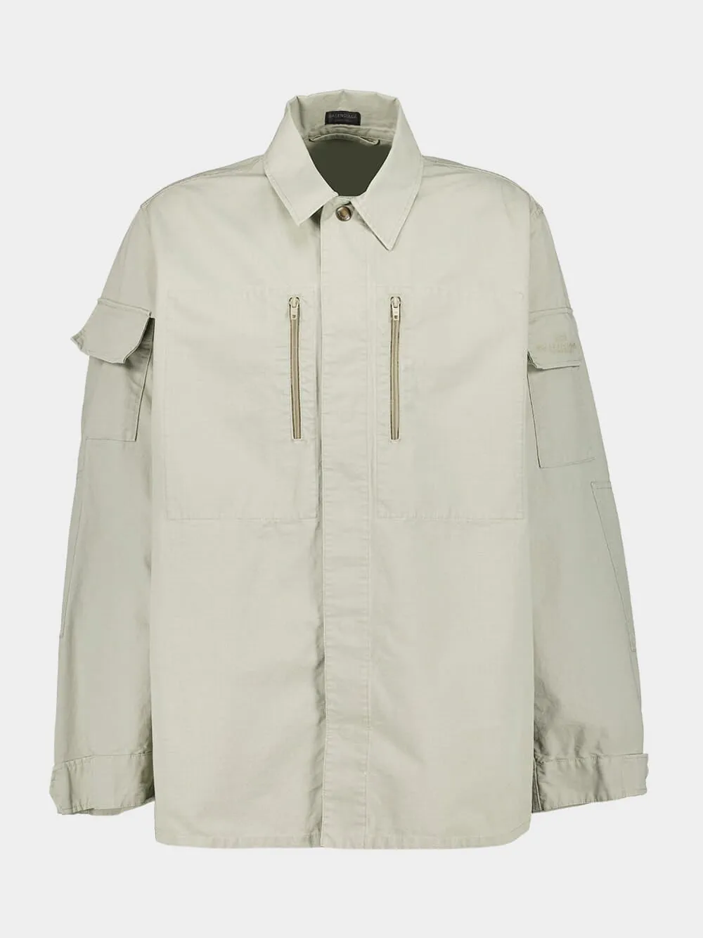 Beige Military Cotton Ripstop Shirt Jacket sold by Fashion Clinic