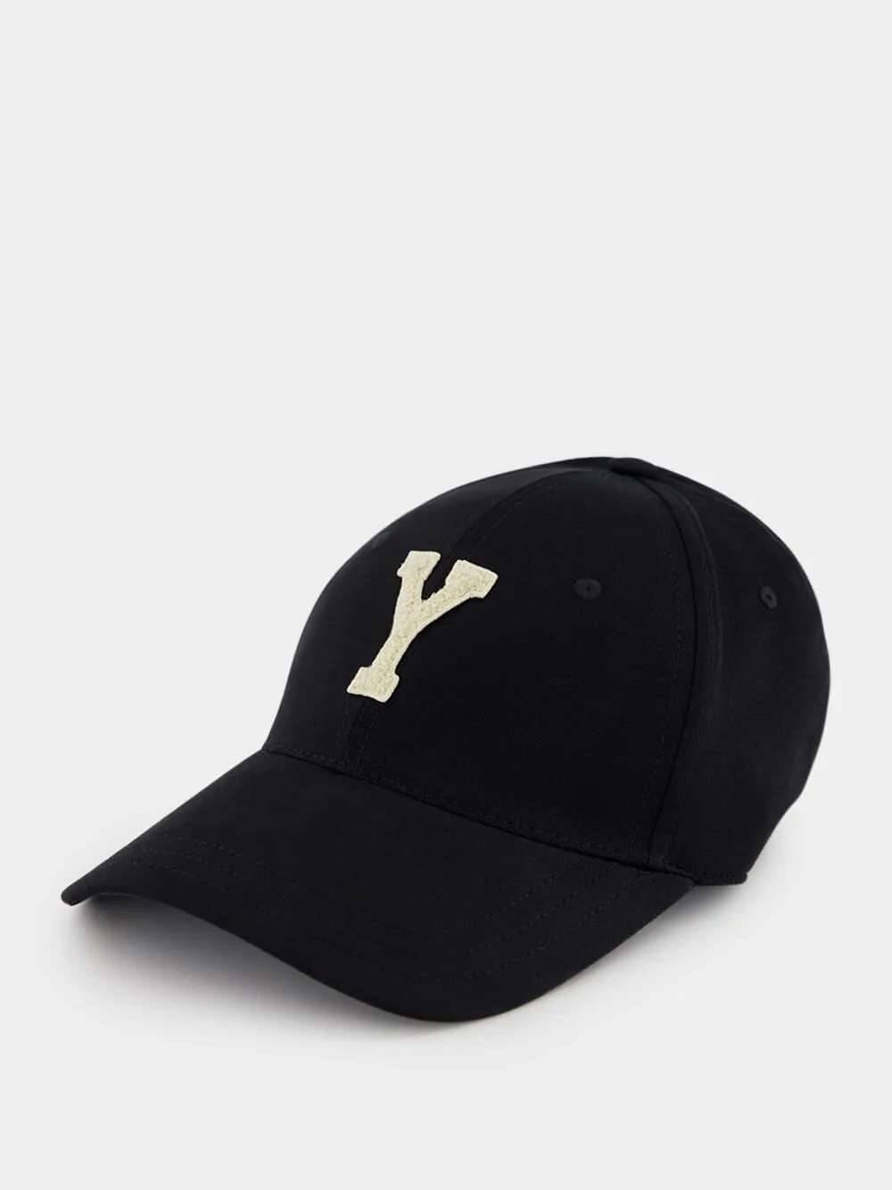 Black Y Varsity Cap in Gabardine sold by Fashion Clinic