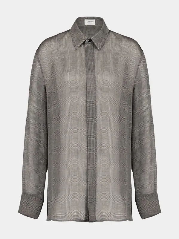 Sheer Prince of Wales Silk Shirt sold by Fashion Clinic