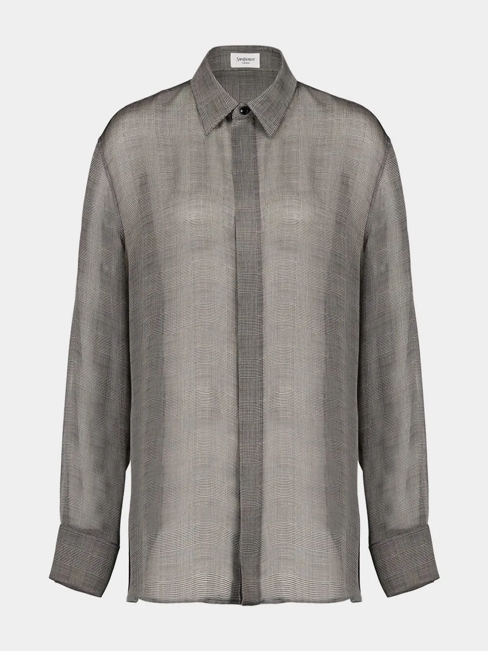Sheer Prince of Wales Silk Shirt sold by Fashion Clinic