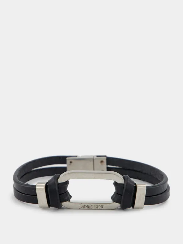 Oval Ring Bracelet in Black and Oxidized Nickel sold by Fashion Clinic