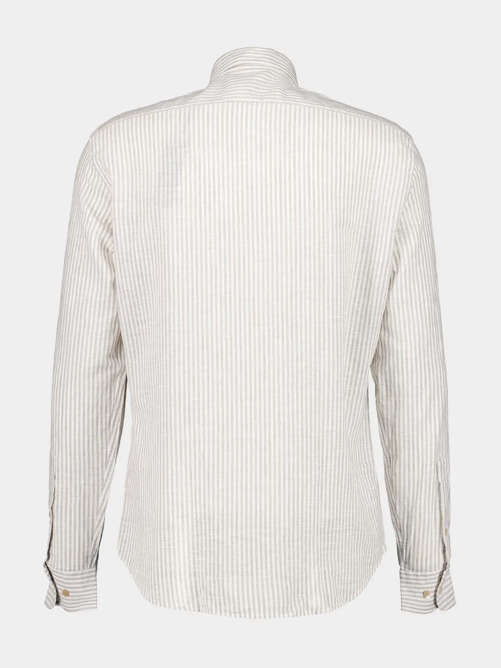 White & Beige Striped Cotton-Linen Shirt sold by Fashion Clinic product image thumbnail 2