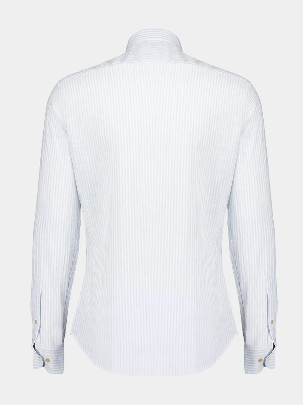 White & Light Blue Striped Cotton-Linen Shirt sold by Fashion Clinic product image thumbnail 2