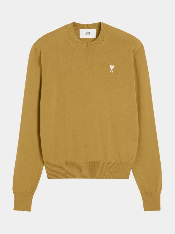 Mustard Wool Crew Neck Sweater sold by Fashion Clinic