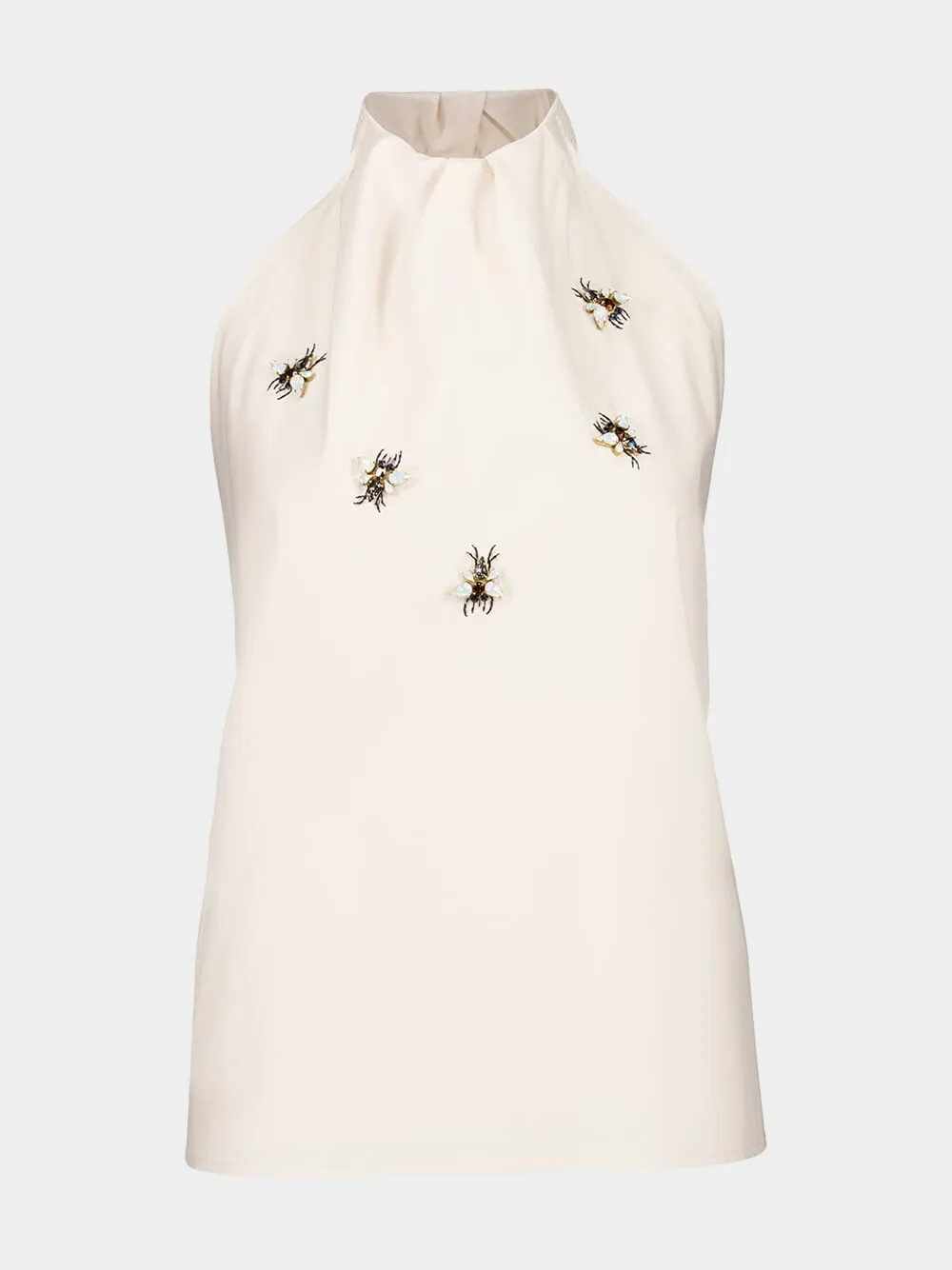 Beige Open-Back Top with Swarovski Bees sold by Fashion Clinic