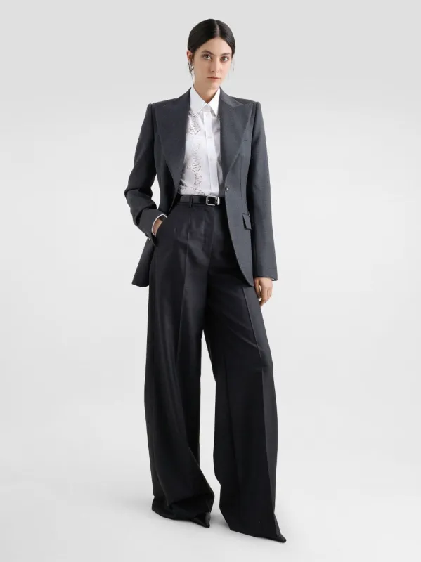 Grey Wool Palazzo Pants sold by Fashion Clinic