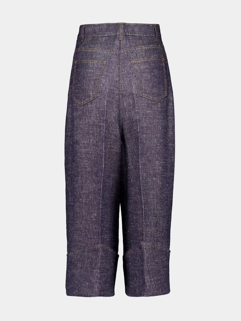 Denim Blue Cropped Palazzo Pants sold by Fashion Clinic product image thumbnail 2