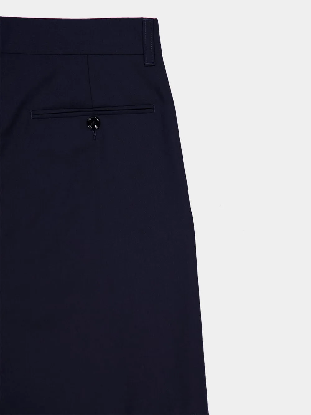 Dark Blue Virgin Wool Tailored Shorts sold by Fashion Clinic product image thumbnail 4