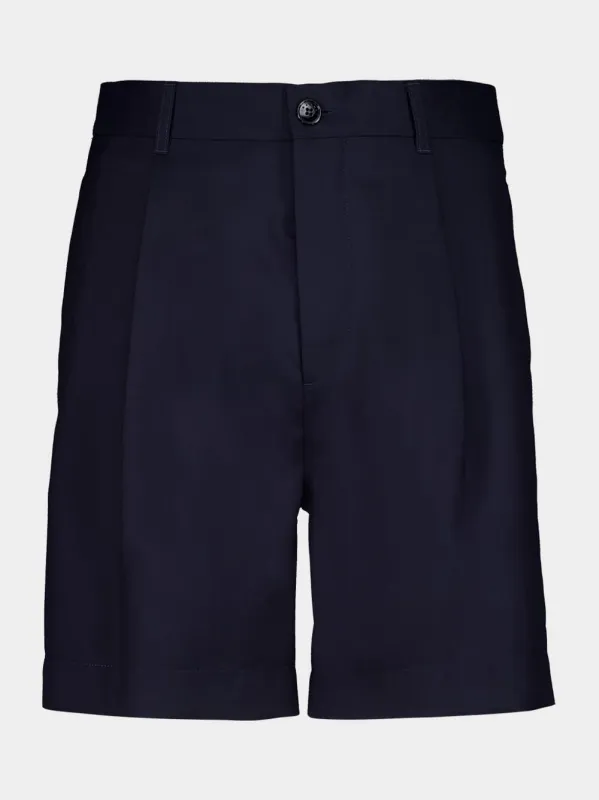 Dark Blue Virgin Wool Tailored Shorts made by Marni