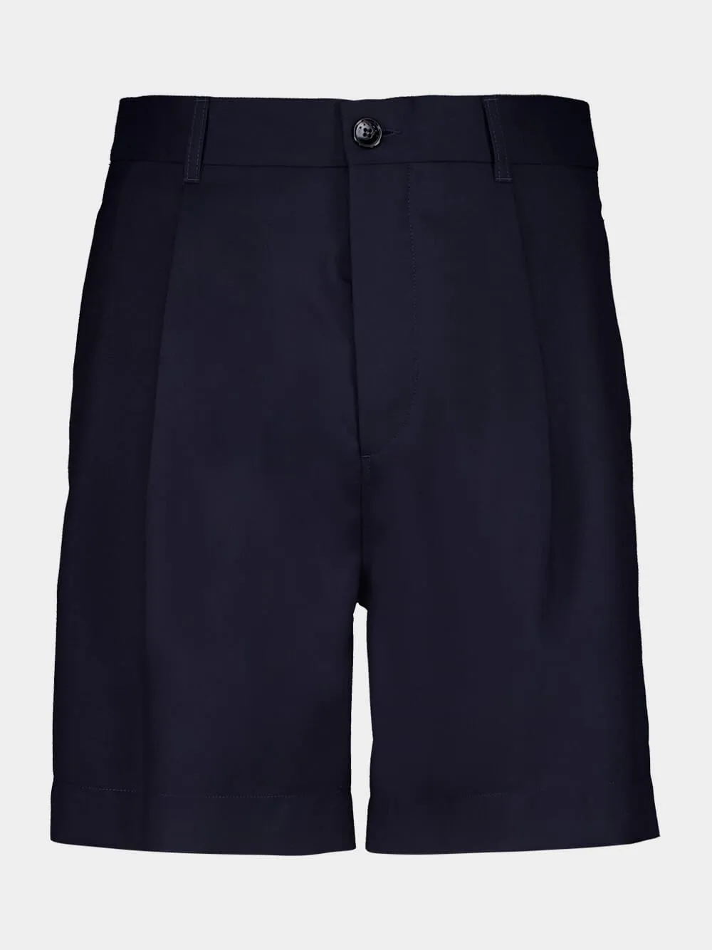 Dark Blue Virgin Wool Tailored Shorts sold by Fashion Clinic