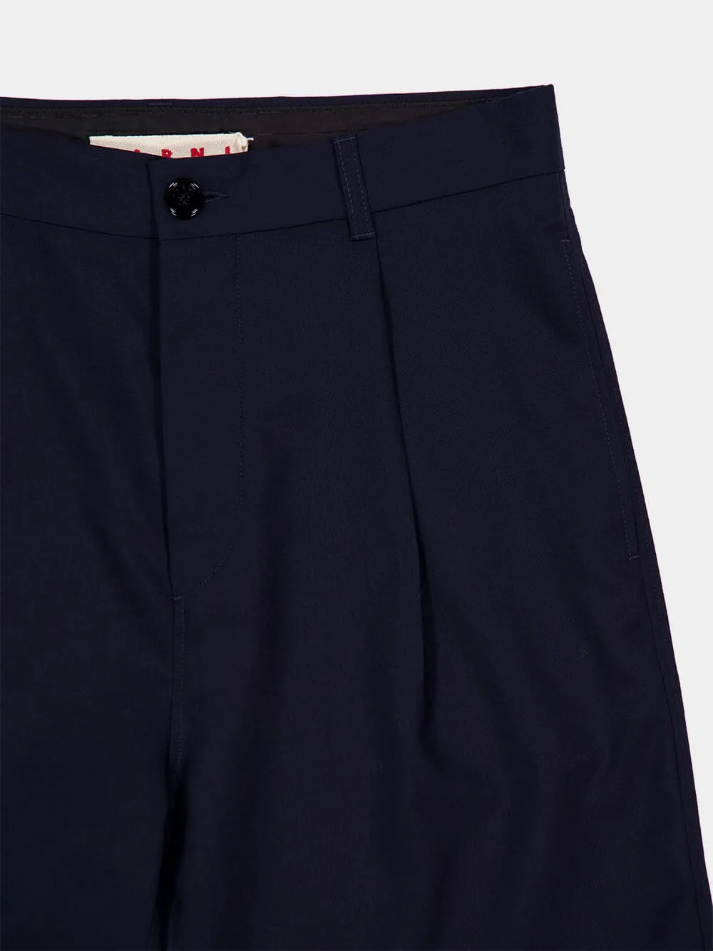 Dark Blue Virgin Wool Tailored Shorts sold by Fashion Clinic product image thumbnail 3