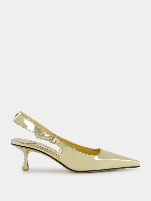 Gold Amel Slingback Pumps sold by Fashion Clinic