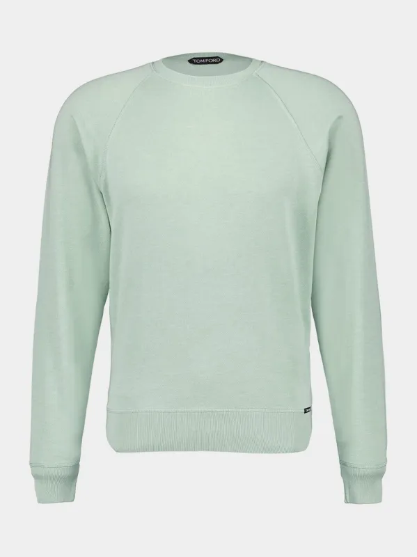 Pistachio Crewneck Cotton Sweatshirt sold by Fashion Clinic