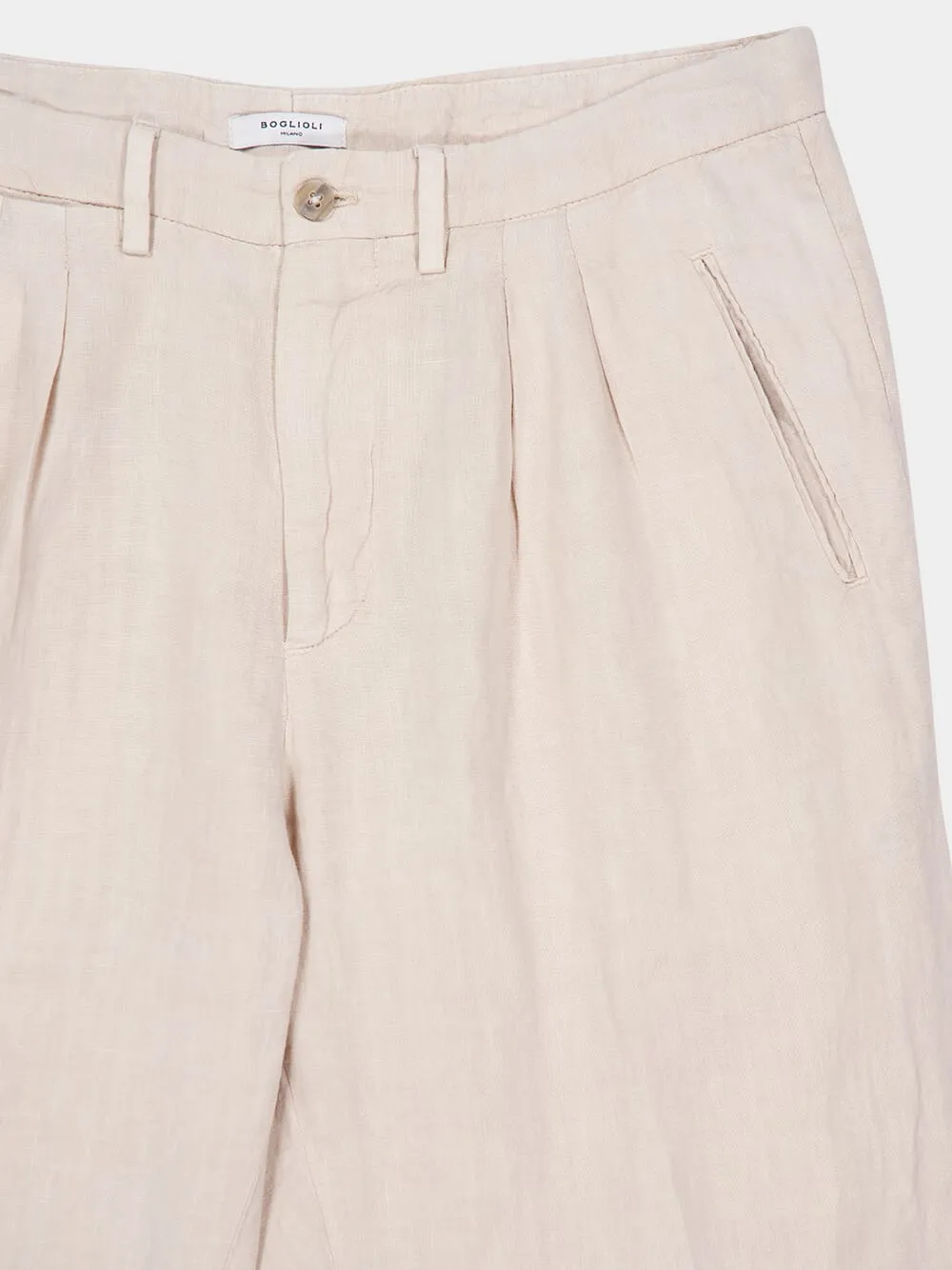 Light Beige Straight Fit Linen Trousers sold by Fashion Clinic product image thumbnail 3