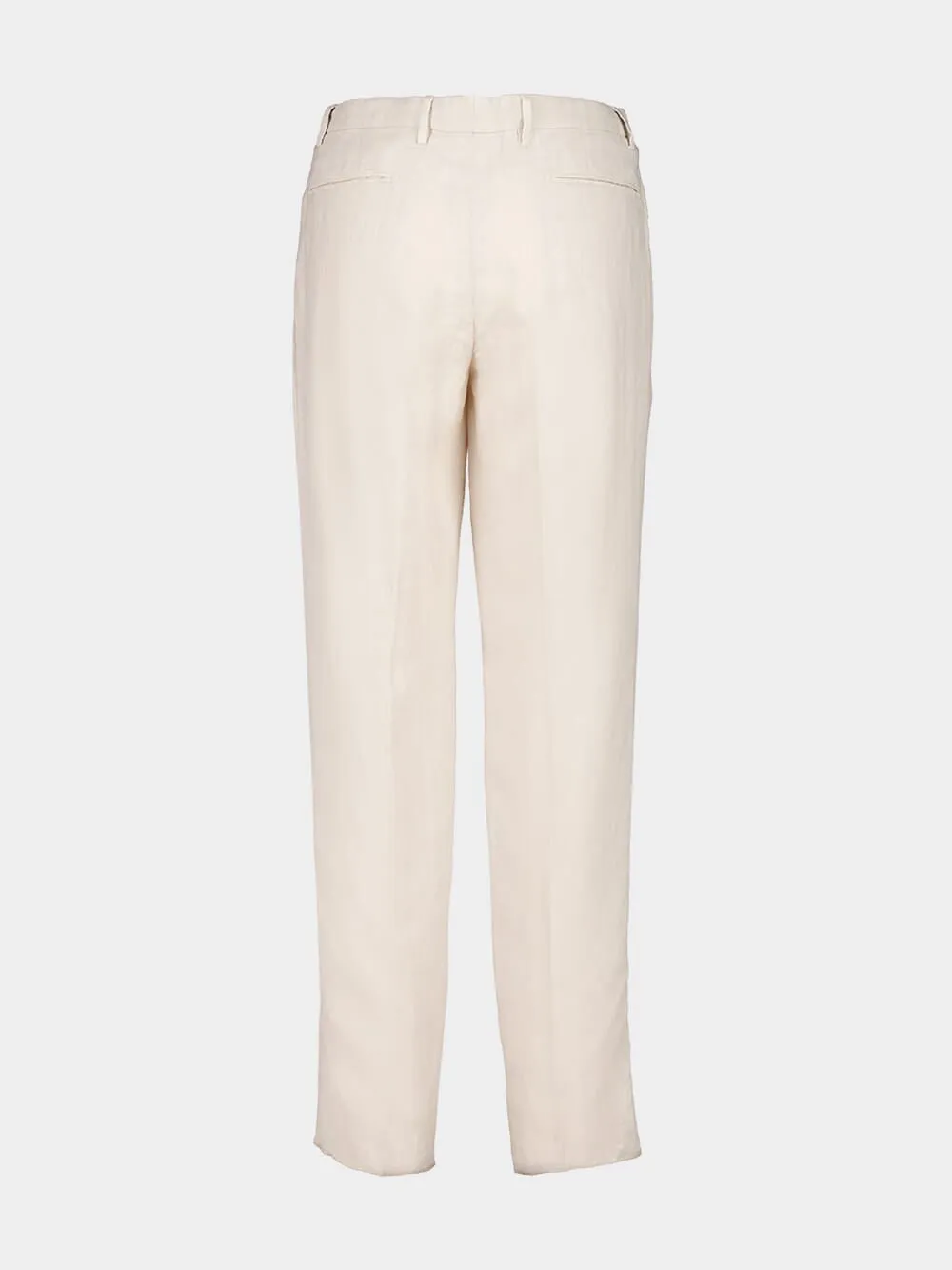 Light Beige Straight Fit Linen Trousers sold by Fashion Clinic product image thumbnail 2